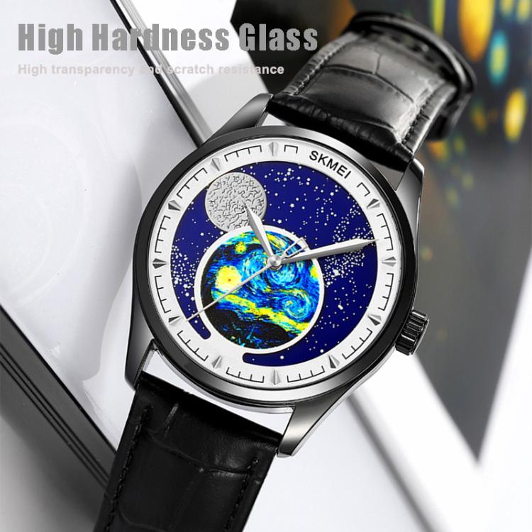 SKMEI 2115 Multifunctional Men Outdoor 30M Water-resistant Moon Phase Quartz Watch(Gold)