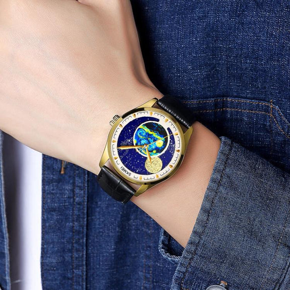 SKMEI 2115 Multifunctional Men Outdoor 30M Water-resistant Moon Phase Quartz Watch(Silver)
