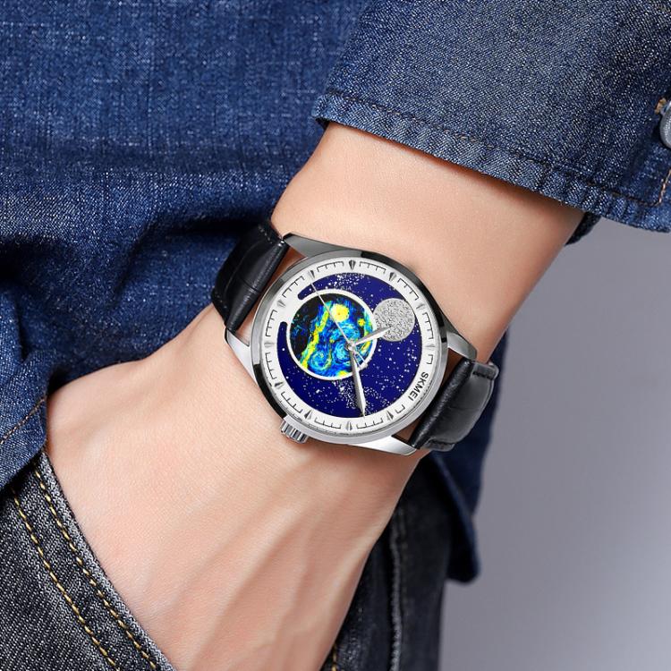 SKMEI 2115 Multifunctional Men Outdoor 30M Water-resistant Moon Phase Quartz Watch(Gold)