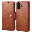 For iPhone 16 Plus Denior Crocodile Texture Oil Edge Leather Phone Case(Brown) - free shipping - PMC TechLife - Order now!