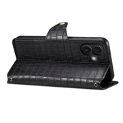 For iPhone 16 Plus Denior Crocodile Texture Oil Edge Leather Phone Case(Black)
