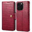 For iPhone 16 Pro Denior Crocodile Texture Oil Edge Leather Phone Case(Rose Red) - iPhone 16 Pro Cases by Denior | Online Shopping South Africa | PMC TechLife | Buy Now Pay Later Mobicred