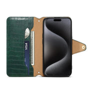 For iPhone 16 Pro Denior Crocodile Texture Oil Edge Leather Phone Case(Green)