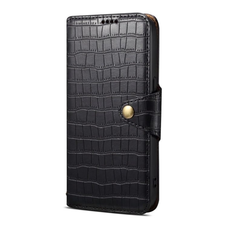 For iPhone 16 Pro Denior Crocodile Texture Oil Edge Leather Phone Case(Black)