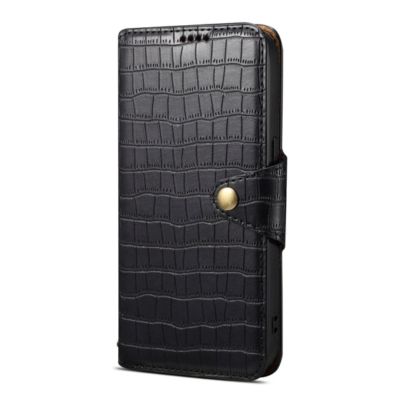 For iPhone 16 Pro Denior Crocodile Texture Oil Edge Leather Phone Case(Black)