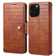 For iPhone 16 Pro Max Denior Crocodile Texture Oil Edge Leather Phone Case(Brown) - iPhone 16 Pro Max Cases by Denior | Online Shopping South Africa | PMC TechLife | Buy Now Pay Later Mobicred