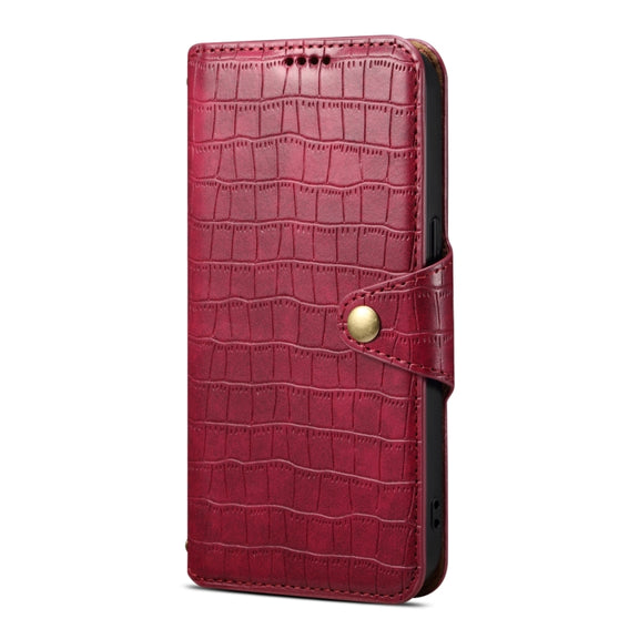For iPhone 16 Pro Max Denior Crocodile Texture Oil Edge Leather Phone Case(Rose Red)