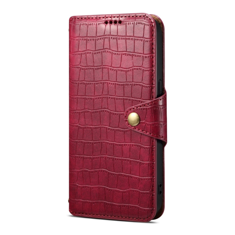 For iPhone 16 Pro Max Denior Crocodile Texture Oil Edge Leather Phone Case(Rose Red)