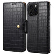 For iPhone 16 Pro Max Denior Crocodile Texture Oil Edge Leather Phone Case(Black) - free shipping - PMC TechLife - Order now!