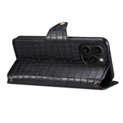 For iPhone 16 Pro Max Denior Crocodile Texture Oil Edge Leather Phone Case(Black)