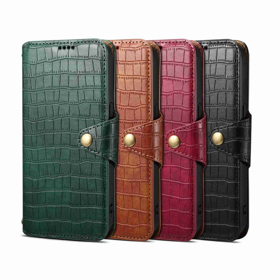 For iPhone 16 Denior Crocodile Texture Oil Edge Leather Phone Case(Black)