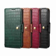 For iPhone 16 Denior Crocodile Texture Oil Edge Leather Phone Case(Green)