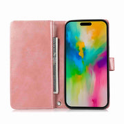 For iPhone 16 Pro Max Wristband Card Slot Leather Phone Case(Rose Gold)