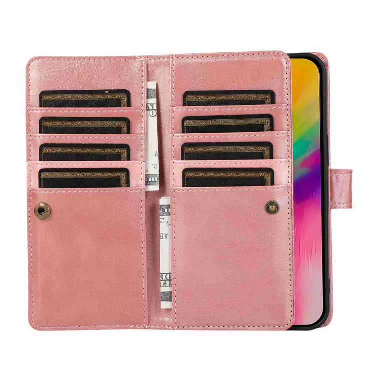 For iPhone 16 Pro Max Wristband Card Slot Leather Phone Case(Rose Gold)