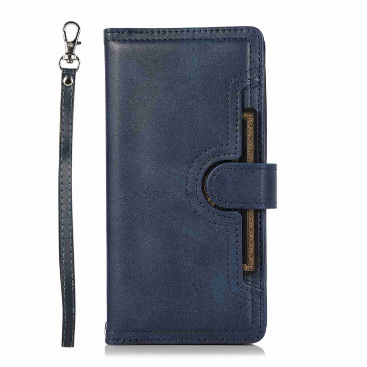 For iPhone 16 Pro Max Wristband Card Slot Leather Phone Case(Blue)