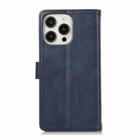For iPhone 16 Pro Max Wristband Card Slot Leather Phone Case(Blue)