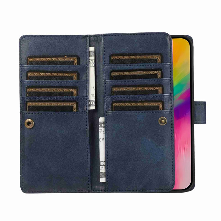 For iPhone 16 Pro Max Wristband Card Slot Leather Phone Case(Blue)