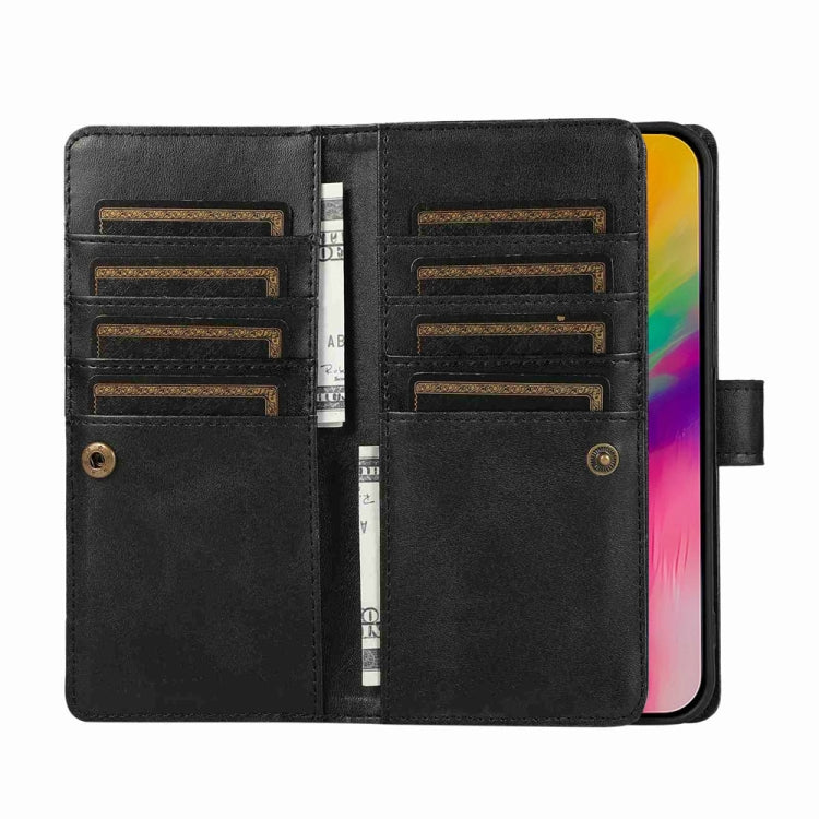 For iPhone 16 Pro Max Wristband Card Slot Leather Phone Case(Black)