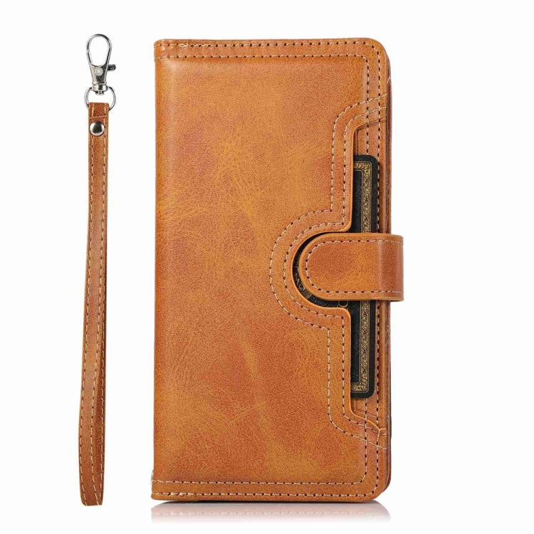 For iPhone 16 Pro Wristband Card Slot Leather Phone Case(Brown)