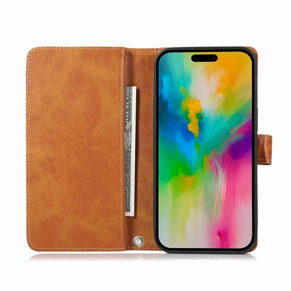 For iPhone 16 Pro Wristband Card Slot Leather Phone Case(Brown)