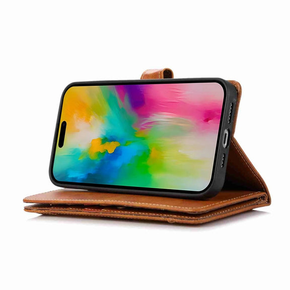 For iPhone 16 Pro Wristband Card Slot Leather Phone Case(Brown)