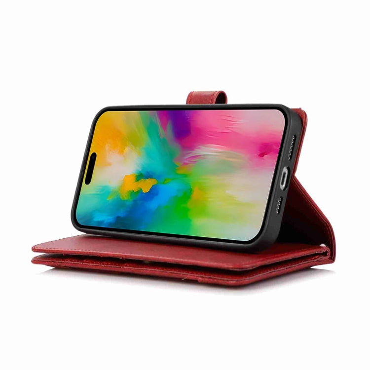 For iPhone 16 Pro Wristband Card Slot Leather Phone Case(Red)