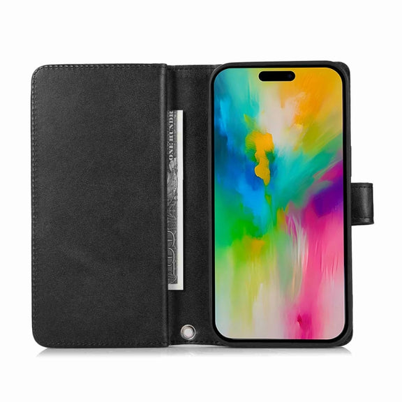 For iPhone 16 Pro Wristband Card Slot Leather Phone Case(Black)