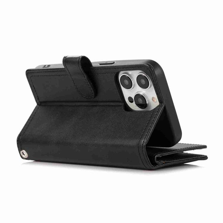 For iPhone 16 Pro Wristband Card Slot Leather Phone Case(Black)