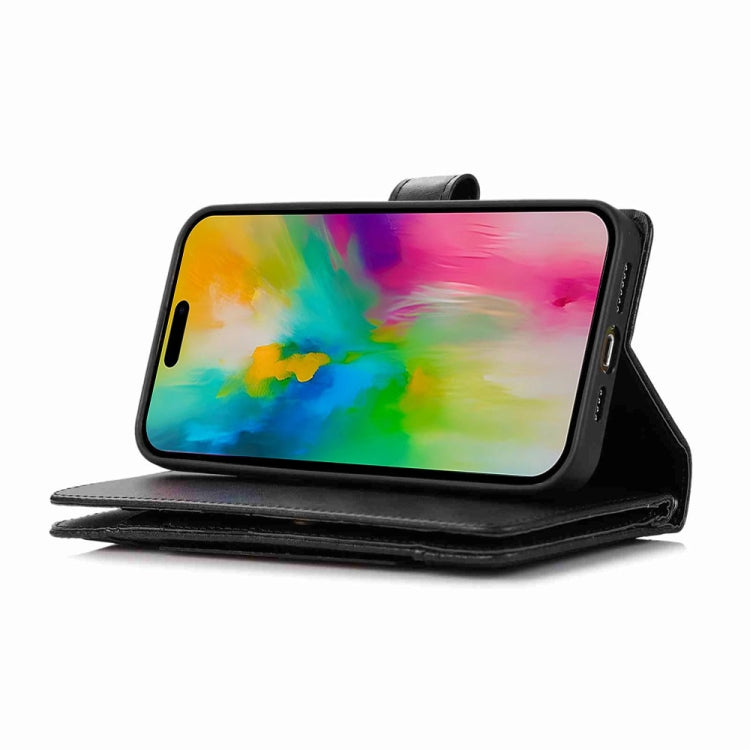 For iPhone 16 Pro Wristband Card Slot Leather Phone Case(Black)