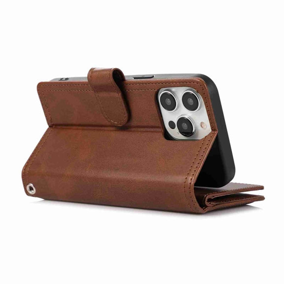 For iPhone 16 Pro Wristband Card Slot Leather Phone Case(Coffee)
