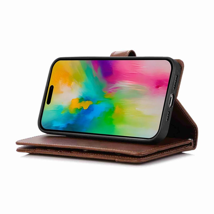 For iPhone 16 Pro Wristband Card Slot Leather Phone Case(Coffee)