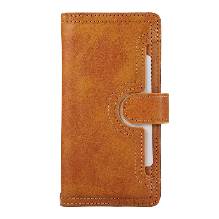 For iPhone 16 Plus Wristband Card Slot Leather Phone Case(Brown)