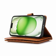 For iPhone 16 Plus Wristband Card Slot Leather Phone Case(Brown)