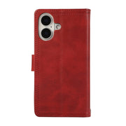 For iPhone 16 Plus Wristband Card Slot Leather Phone Case(Red)