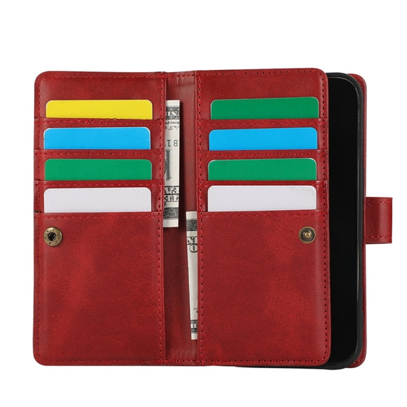 For iPhone 16 Plus Wristband Card Slot Leather Phone Case(Red)