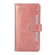 For iPhone 16 Plus Wristband Card Slot Leather Phone Case(Rose Gold)