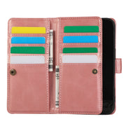 For iPhone 16 Plus Wristband Card Slot Leather Phone Case(Rose Gold)