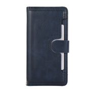 For iPhone 16 Plus Wristband Card Slot Leather Phone Case(Blue)