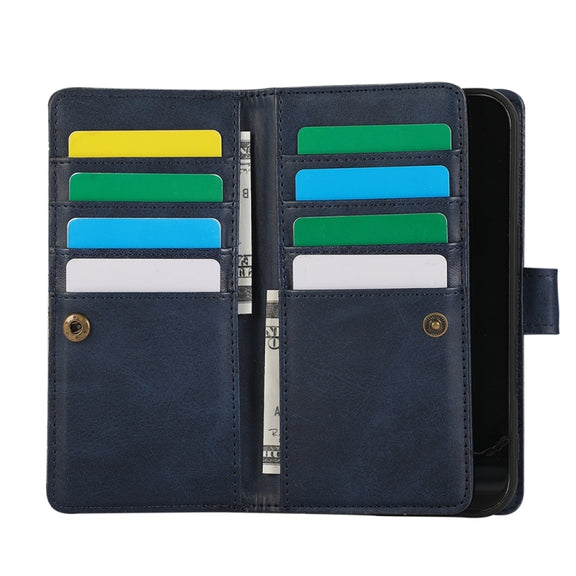 For iPhone 16 Plus Wristband Card Slot Leather Phone Case(Blue)