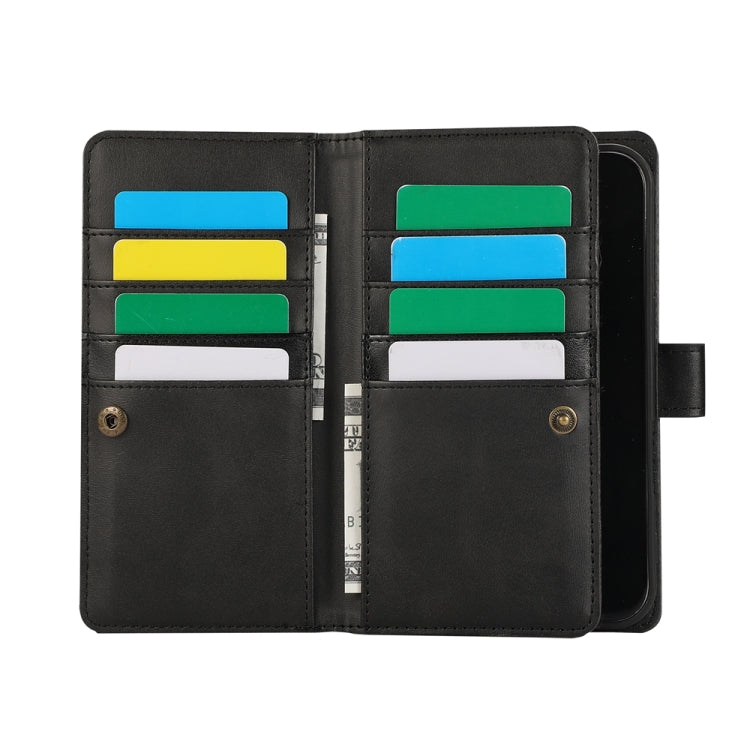 For iPhone 16 Plus Wristband Card Slot Leather Phone Case(Black)
