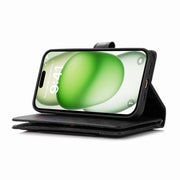 For iPhone 16 Plus Wristband Card Slot Leather Phone Case(Black)