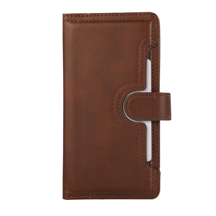 For iPhone 16 Plus Wristband Card Slot Leather Phone Case(Coffee)