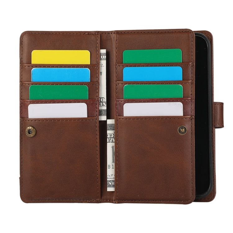 For iPhone 16 Plus Wristband Card Slot Leather Phone Case(Coffee)