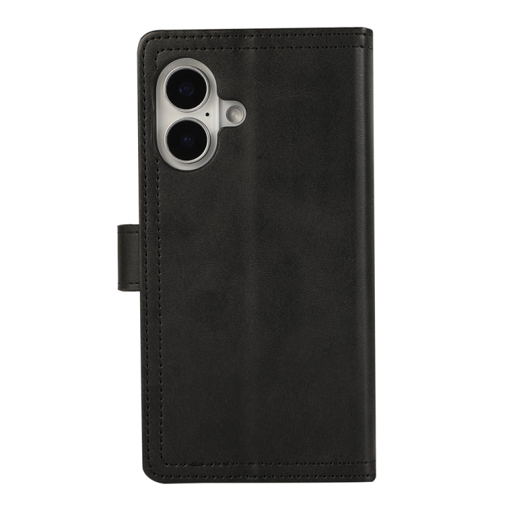 For iPhone 16 Wristband Card Slot Leather Phone Case(Black)