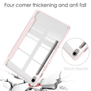 For Samsung Galaxy Tab S9 FE / S10 FE Acrylic 3-folding Smart Leather Tablet Case with Pen Slot(Pink)
