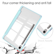 For Samsung Galaxy Tab S9 FE Acrylic 3-folding Smart Leather Tablet Case with Pen Slot(Sky Blue)