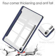For Samsung Galaxy Tab S9 FE Acrylic 3-folding Smart Leather Tablet Case with Pen Slot(Dark Blue)