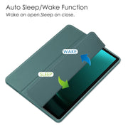 For Samsung Galaxy Tab S9 FE+ / S10+ Acrylic 3-folding Smart Leather Tablet Case with Pen Slot(Dark Green)