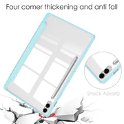 For Samsung Galaxy Tab S9 FE+ / S10+ Acrylic 3-folding Smart Leather Tablet Case with Pen Slot(Sky Blue)