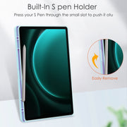 For Samsung Galaxy Tab S9 FE+ / S10+ Acrylic 3-folding Smart Leather Tablet Case with Pen Slot(Sky Blue)
